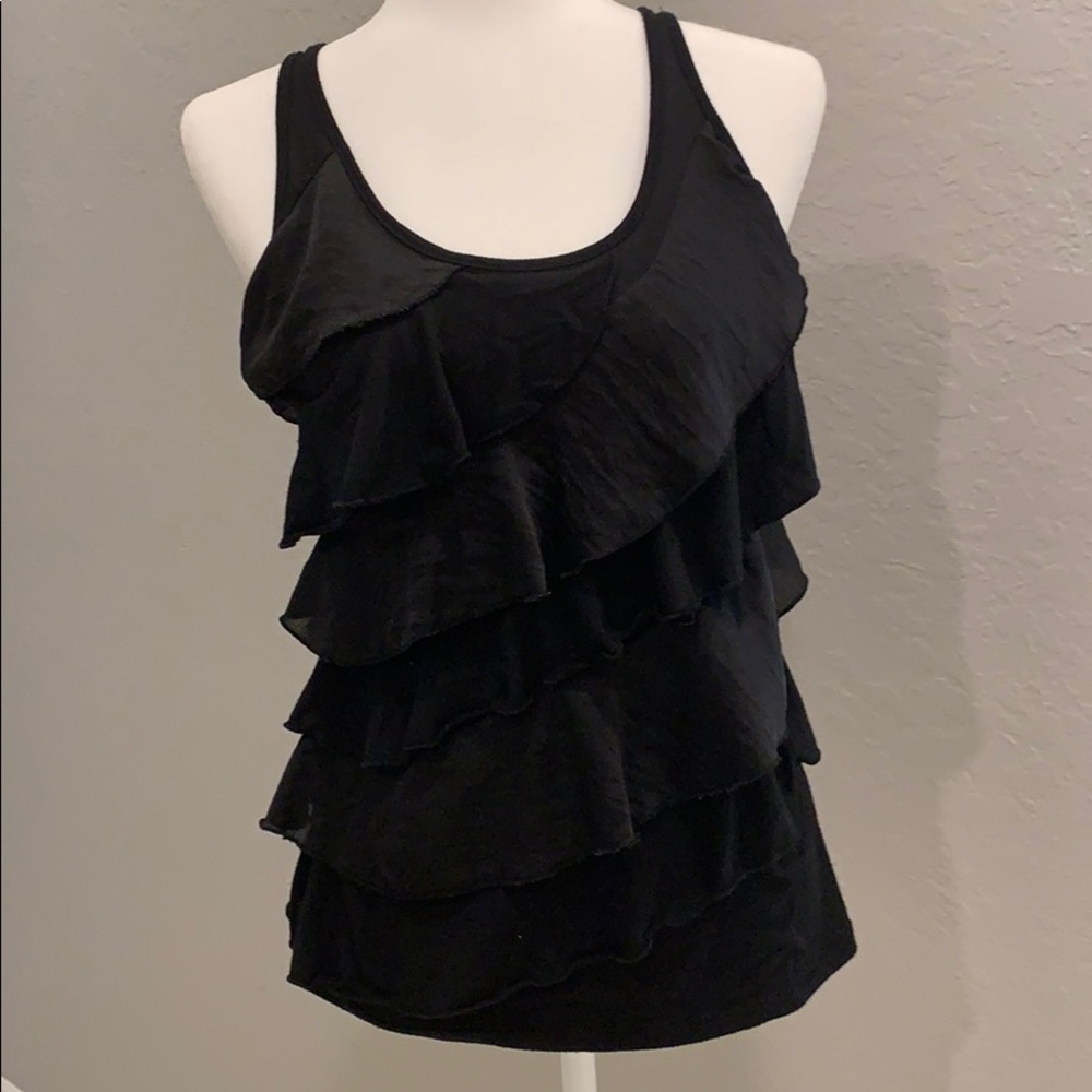 Eyelash Couture Black tank with tiered lines